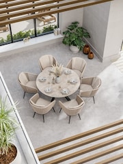 Royalcraft Natural Bali 6 Seater Round Garden Set With 6 Rope Style Chairs - Image 1 of 6