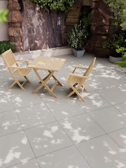 Royalcraft Natural London Garden Bistro Set With 2 Folding Armchairs - Image 1 of 5