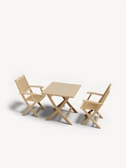 Royalcraft Natural London Garden Bistro Set With 2 Folding Armchairs - Image 3 of 5