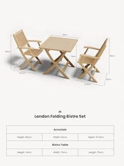 Royalcraft Natural London Garden Bistro Set With 2 Folding Armchairs - Image 4 of 5
