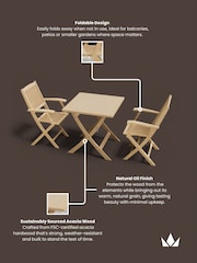 Royalcraft Natural London Garden Bistro Set With 2 Folding Armchairs - Image 5 of 5
