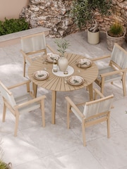 Royalcraft Natural Roma Garden Terrazzo Round Table With 4 Rope Stack Chairs - Image 1 of 6