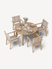 Royalcraft Natural Roma Garden Terrazzo Round Table With 4 Rope Stack Chairs - Image 4 of 6