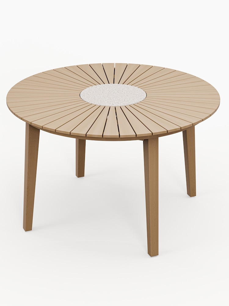 Royalcraft Natural Roma Garden Terrazzo Round Table With 4 Rope Stack Chairs - Image 6 of 6