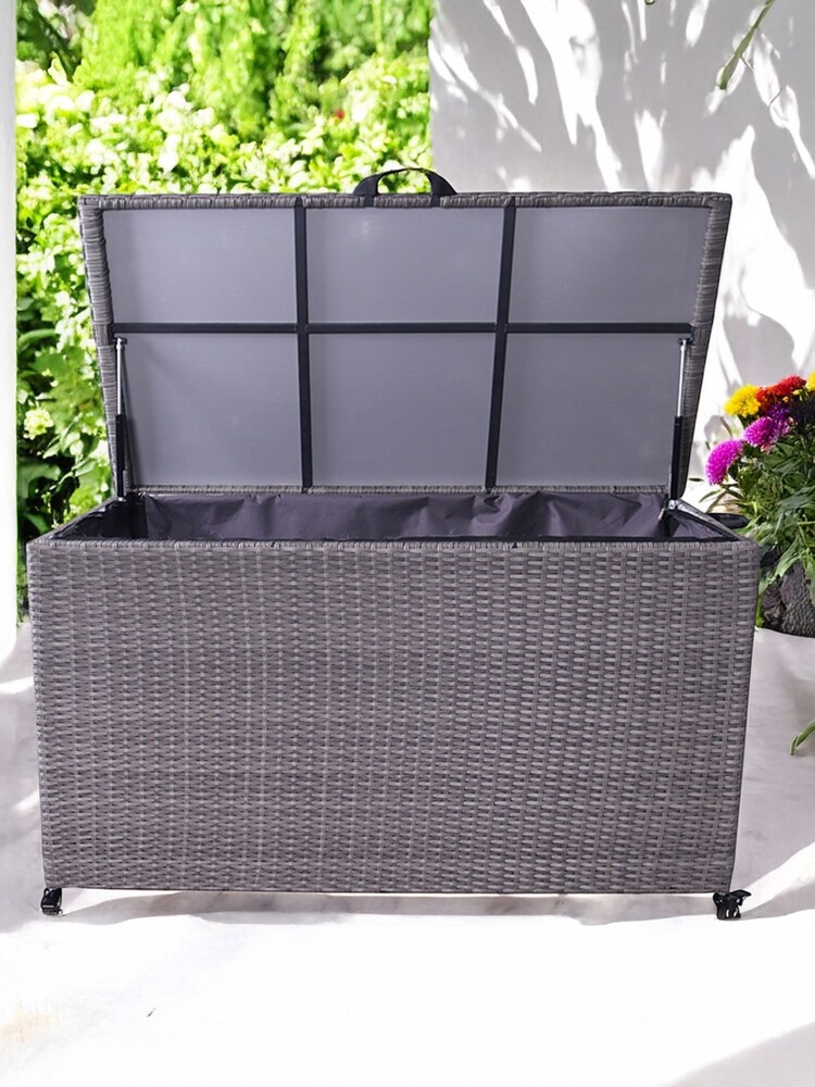 Royalcraft Charcoal Weave Garden Cushion Storage Box 826L - Image 1 of 6 Royalcraft Charcoal Weave Garden Cushion Storage Box 826L - Image 1 of 6