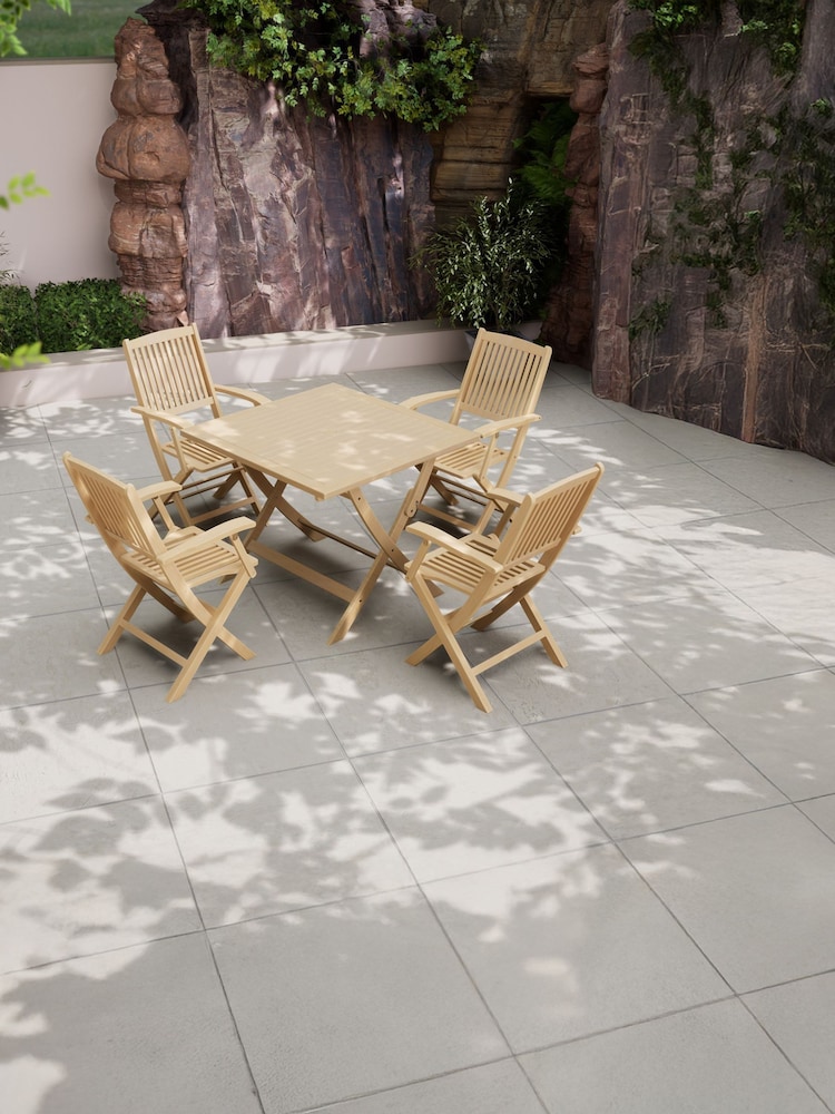 Royalcraft Natural London Garden Set With 4 Folding Armchairs - Image 1 of 5 Royalcraft Natural London Garden Set With 4 Folding Armchairs - Image 1 of 5