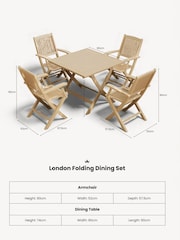 Royalcraft Natural London Garden Set With 4 Folding Armchairs - Image 4 of 5