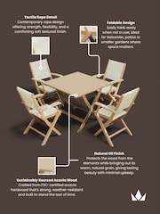 Royalcraft Natural London Garden Set With 4 Rope Folding Armchairs - Image 5 of 5