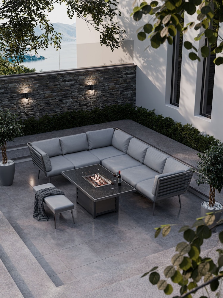 Royalcraft Grey Mayfair Garden Corner Firepit Lounge Set - Image 1 of 6