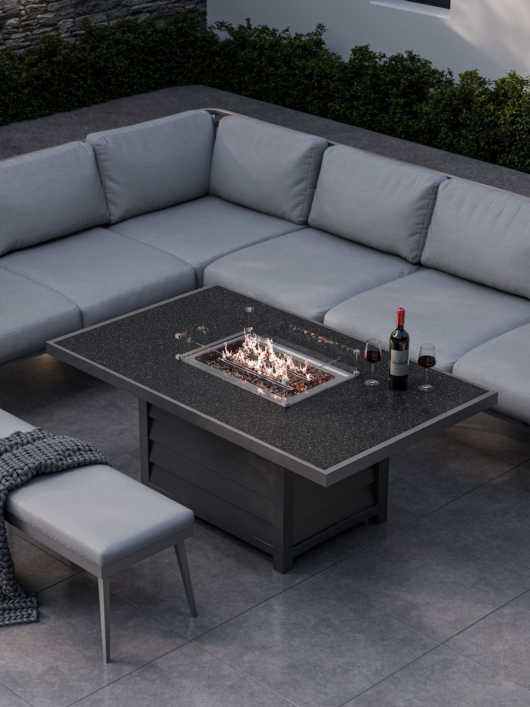 Royalcraft Grey Mayfair Garden Corner Firepit Lounge Set - Image 2 of 6