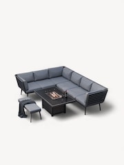 Royalcraft Grey Mayfair Garden Corner Firepit Lounge Set - Image 3 of 6