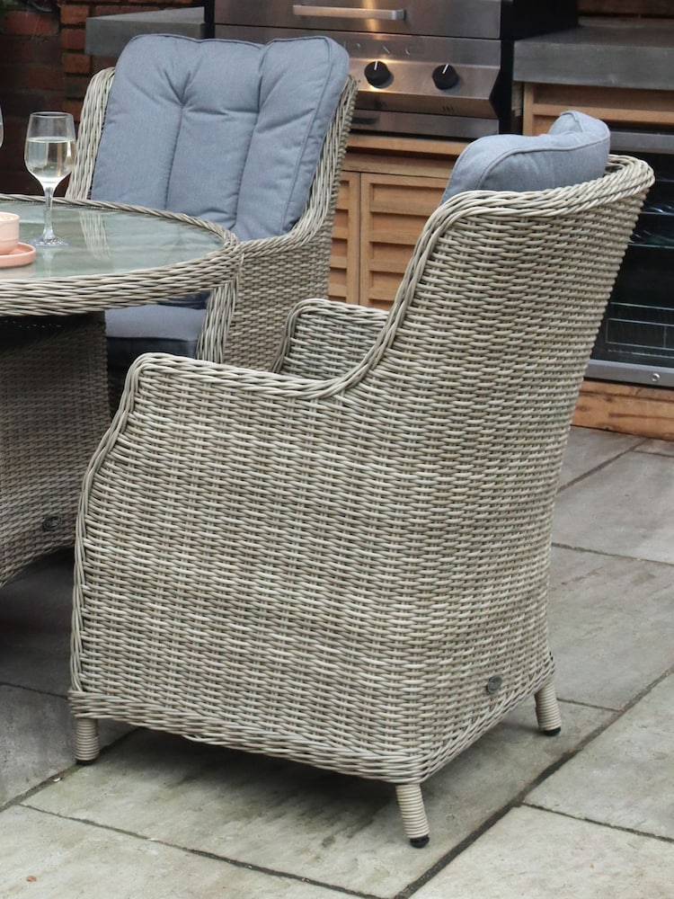 Royalcraft Beige Wentworth 4 Seater Garden Highback Dining Set - Image 2 of 6 Royalcraft Beige Wentworth 4 Seater Garden Highback Dining Set - Image 2 of 6