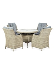 Royalcraft Beige Wentworth 4 Seater Garden Highback Dining Set - Image 4 of 6