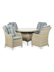 Royalcraft Beige Wentworth 4 Seater Garden Highback Dining Set - Image 5 of 6