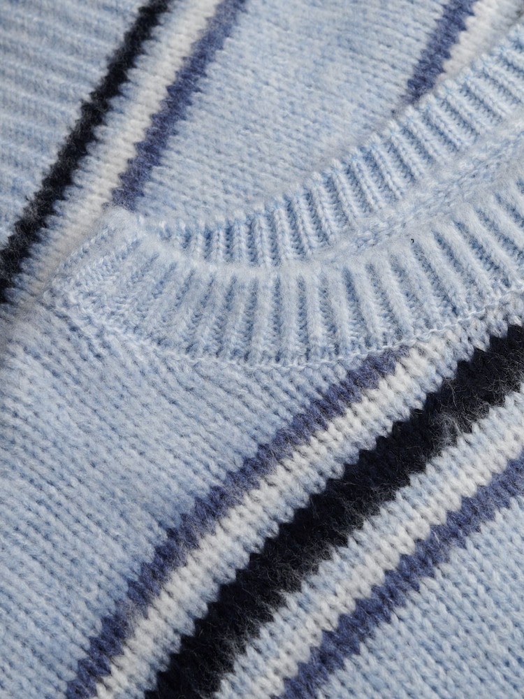 Superdry 宽松拉绒条纹针织套头毛衣 - 7的图像7｝