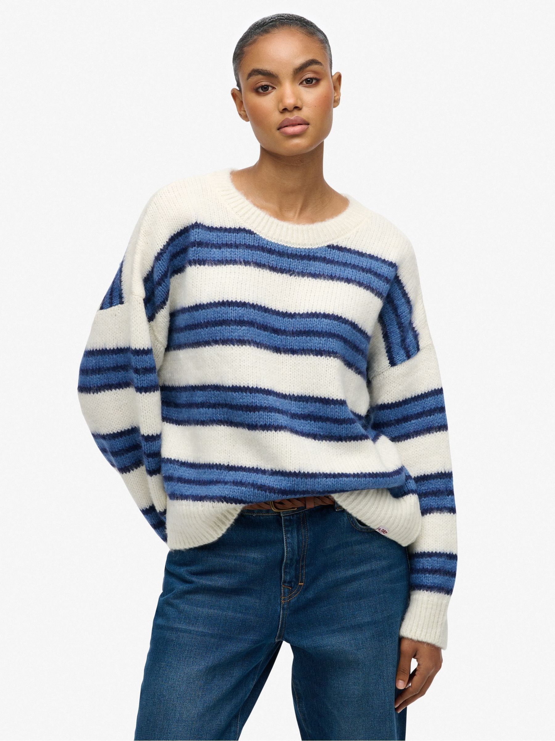 Superdry Women's Marron Brushed Striped Knit Pullover For - Image 2