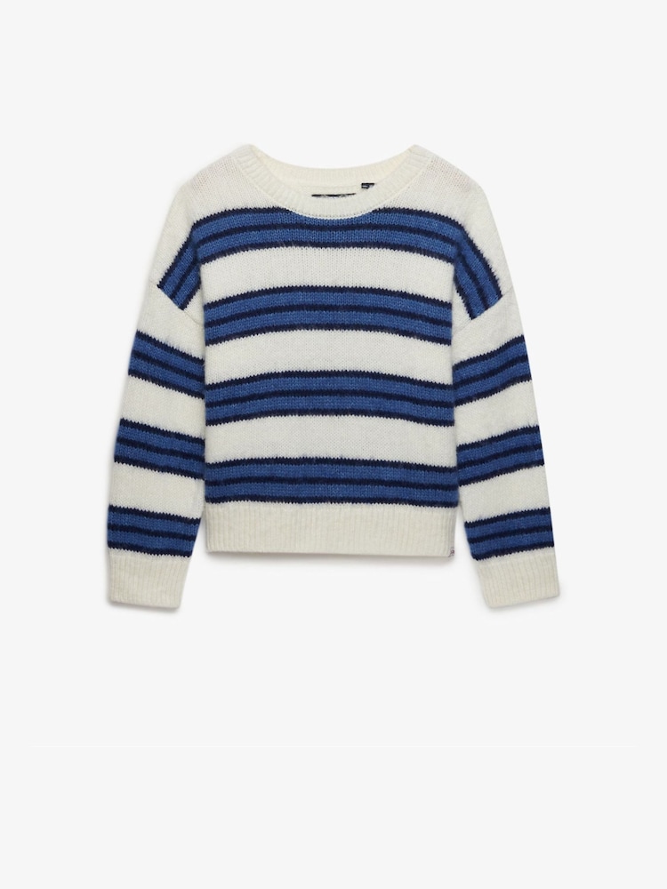 Superdry Blue Slouchy Brushed Stripe Knit Jumper - Image 6 of 6 Superdry Blue Slouchy Brushed Stripe Knit Jumper - Image 6 of 6