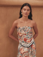 Rust Red Abstract Print Hanky Hem Bandeau Top - Image 2 of 5