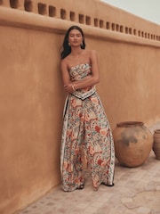 Rust Red Abstract Print Hanky Hem Bandeau Top - Image 3 of 5