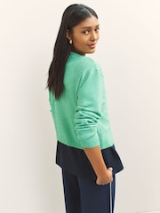 Green Pineapple Buttons Crew Neck Knitted Cardigan - Image 3 of 4