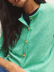 Green Pineapple Buttons Crew Neck Knitted Cardigan - Image 4 of 4