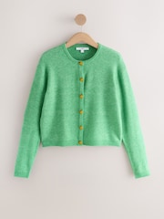 أزرار على شكل أناناس بلون أخضر - كارديجان محبوك بياقة بحافة مستديرة - صورة 5 من 7