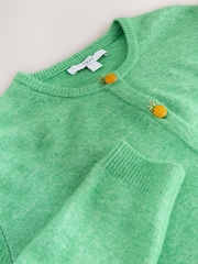 أزرار على شكل أناناس بلون أخضر - كارديجان محبوك بياقة بحافة مستديرة - صورة 6 من 7