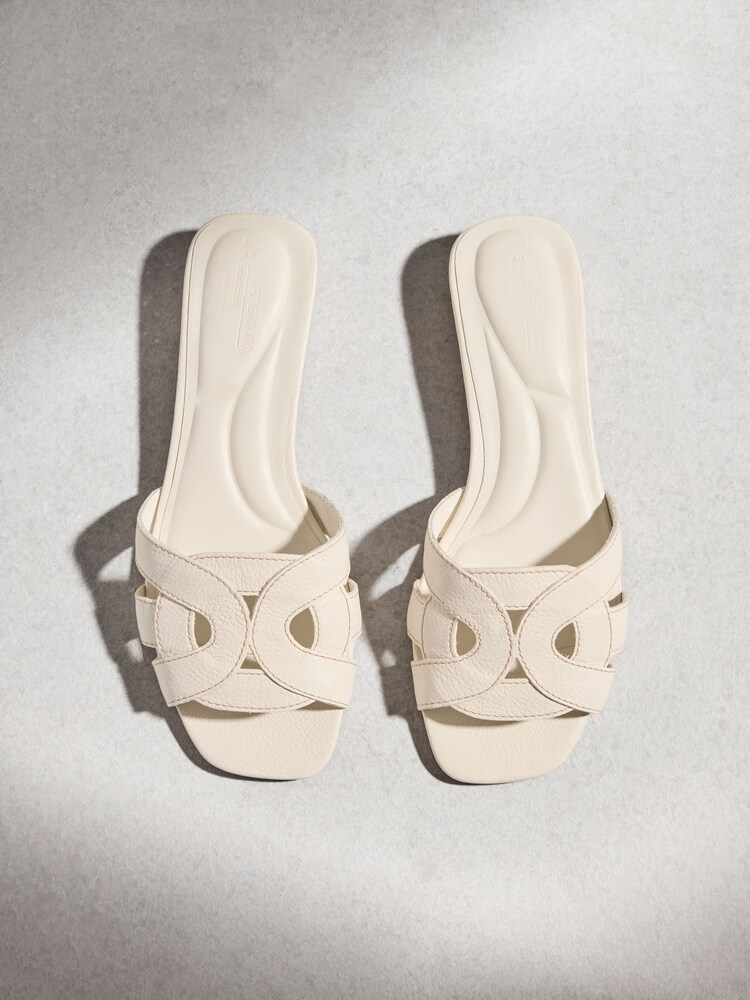 Bone N. Premium Leather Square Toe Mule Sandals - Image 1 of 10 Bone N. Premium Leather Square Toe Mule Sandals - Image 1 of 10