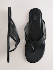 Black Forever Comfort® Toe Thong Mesh Sandals - Image 1 of 5