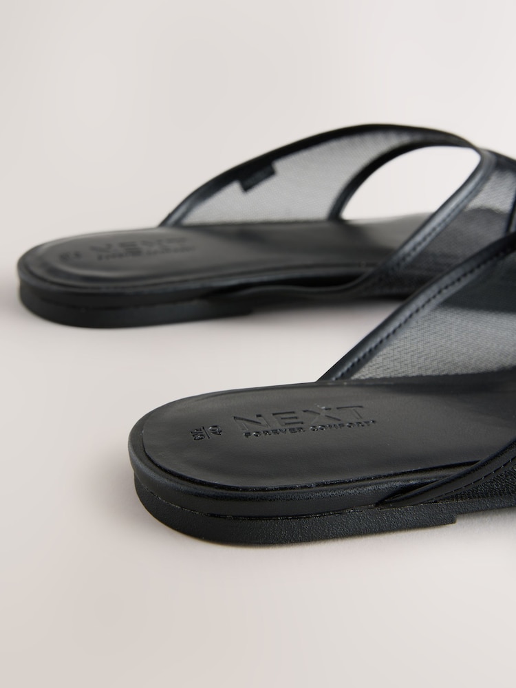 Black Forever Comfort® Toe Thong Mesh Sandals - Image 5 of 5