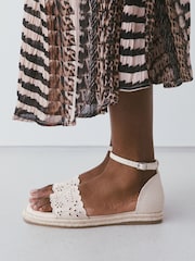 Bone Square Toe Lazer Cut Sandals - Image 1 of 8