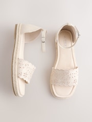 Bone Square Toe Lazer Cut Sandals - Image 4 of 8