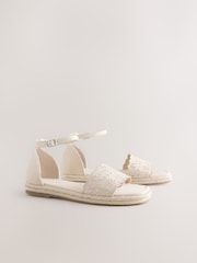 Bone Square Toe Lazer Cut Sandals - Image 5 of 8