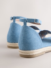 Blue Denim Square Toe Lazer Cut Sandals - Image 8 of 9