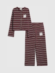 River Island Red Stripe Cardigan & Wide Leg Joggers Set - Image 1 of 5