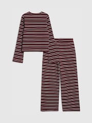 River Island Red Stripe Cardigan & Wide Leg Joggers Set - Image 2 of 5
