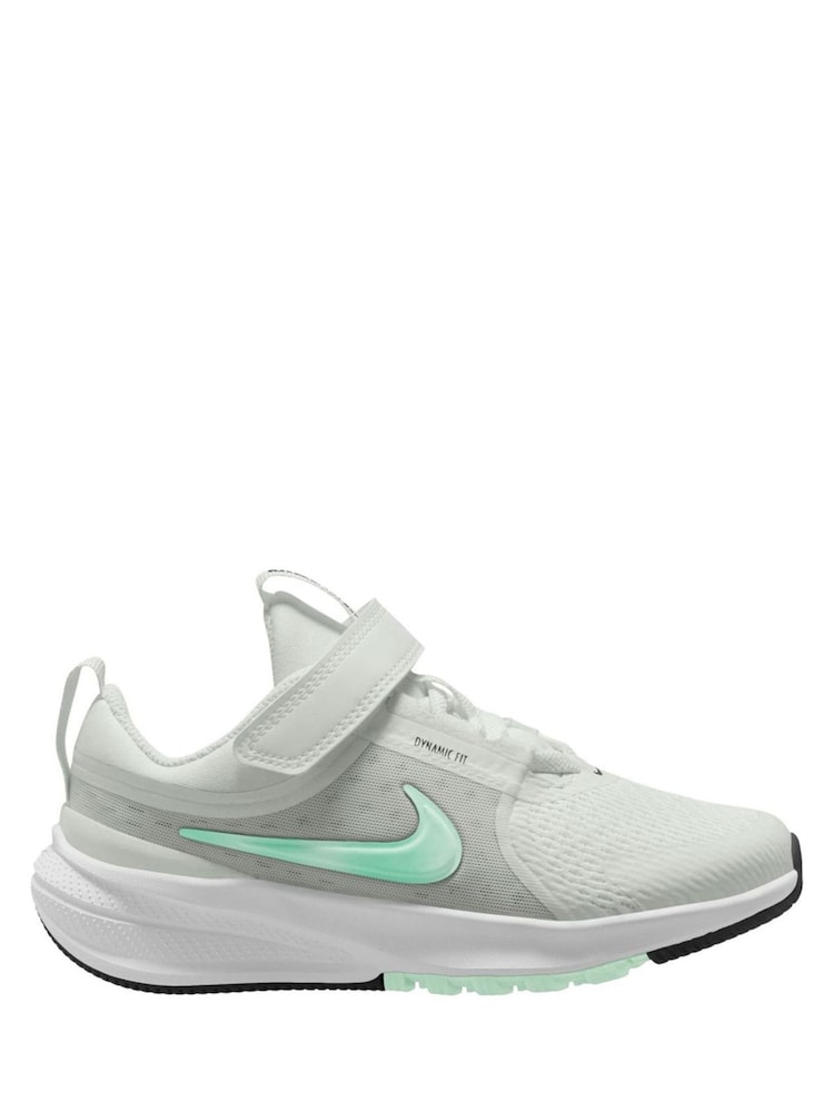 Nike White/Arctic Green Junior Star Runner 5 Trainers - Image 1 of 4 Nike White/Arctic Green Junior Star Runner 5 Trainers - Image 1 of 4