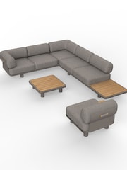 Royalcraft 5 Piece Grey Leox Modular Garden Corner Sofa Set - Image 3 of 6