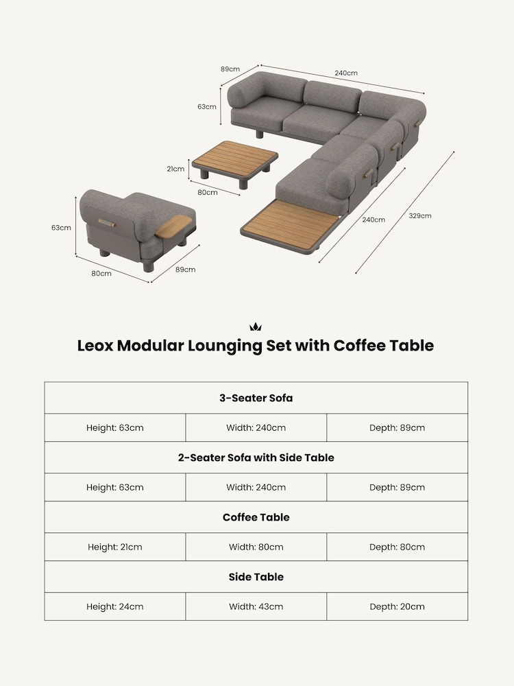 Royalcraft 5 Piece Grey Leox Modular Garden Corner Sofa Set - Image 6 of 6 Royalcraft 5 Piece Grey Leox Modular Garden Corner Sofa Set - Image 6 of 6