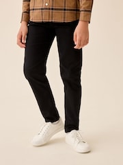 Black Regular Fit Longer Length Regular Fit Stretch Chino Trousers (3-17yrs) - Image 3 of 4