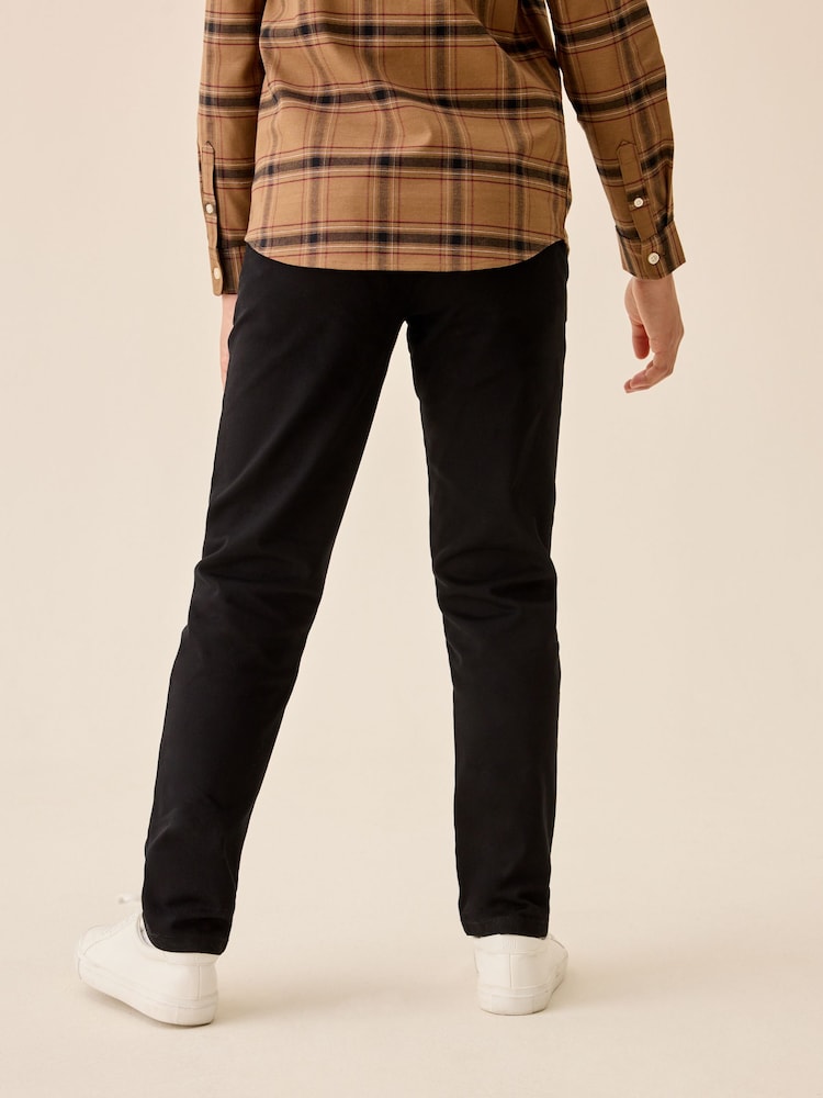 Black Regular Fit Longer Length Regular Fit Stretch Chino Trousers (3-17yrs) - Image 4 of 4 Black Regular Fit Longer Length Regular Fit Stretch Chino Trousers (3-17yrs) - Image 4 of 4