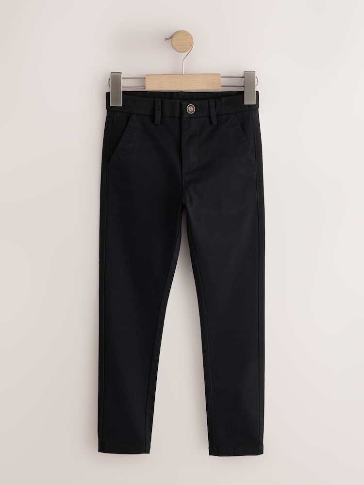 Black Longer Length Skinny Fit Stretch Chino Trousers (3-17yrs) - Image 1 of 4