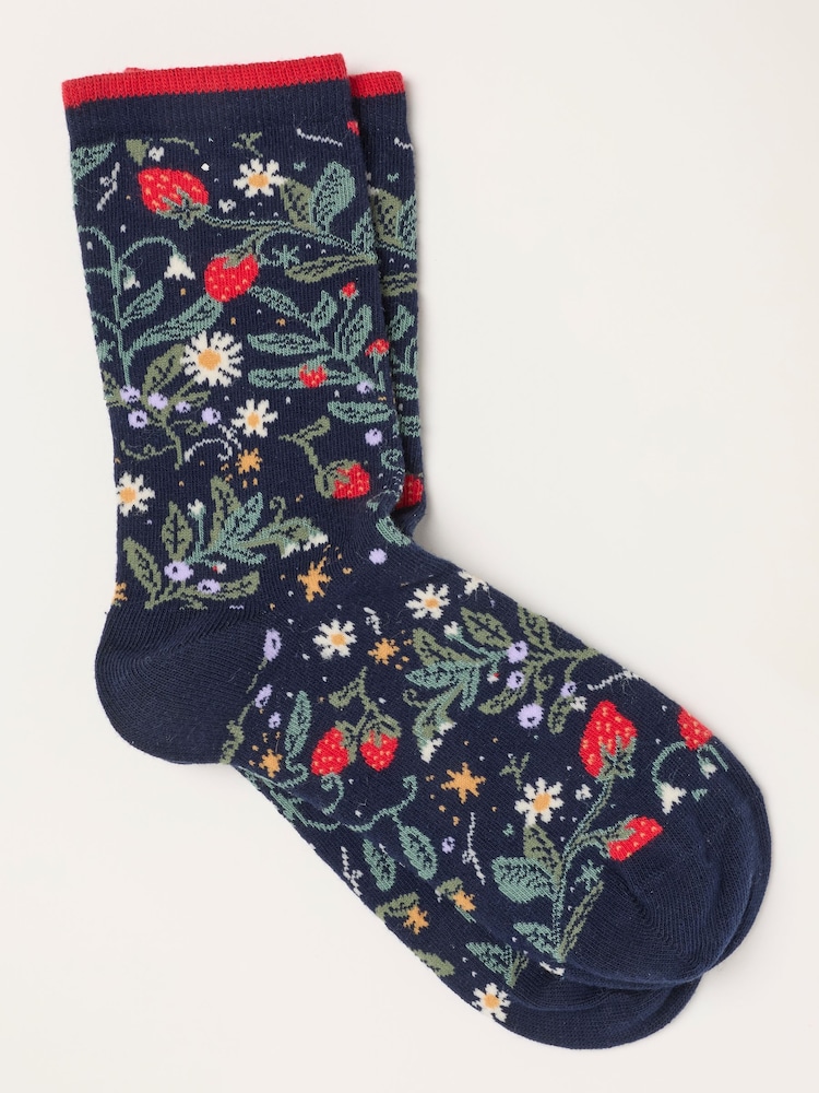 FatFace Navy Strawberry Socks - Image 1 of 2