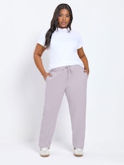 Yours Curve Purple Tie Detail Joggers - Image 2 of 6