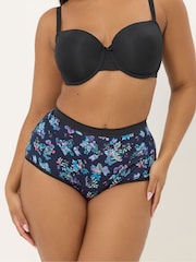 Yours Curve Blue Floral Butterfly Full Briefs 5 Pack - Image 2 of 8