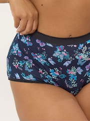 Yours Curve Blue Floral Butterfly Full Briefs 5 Pack - Image 5 of 8