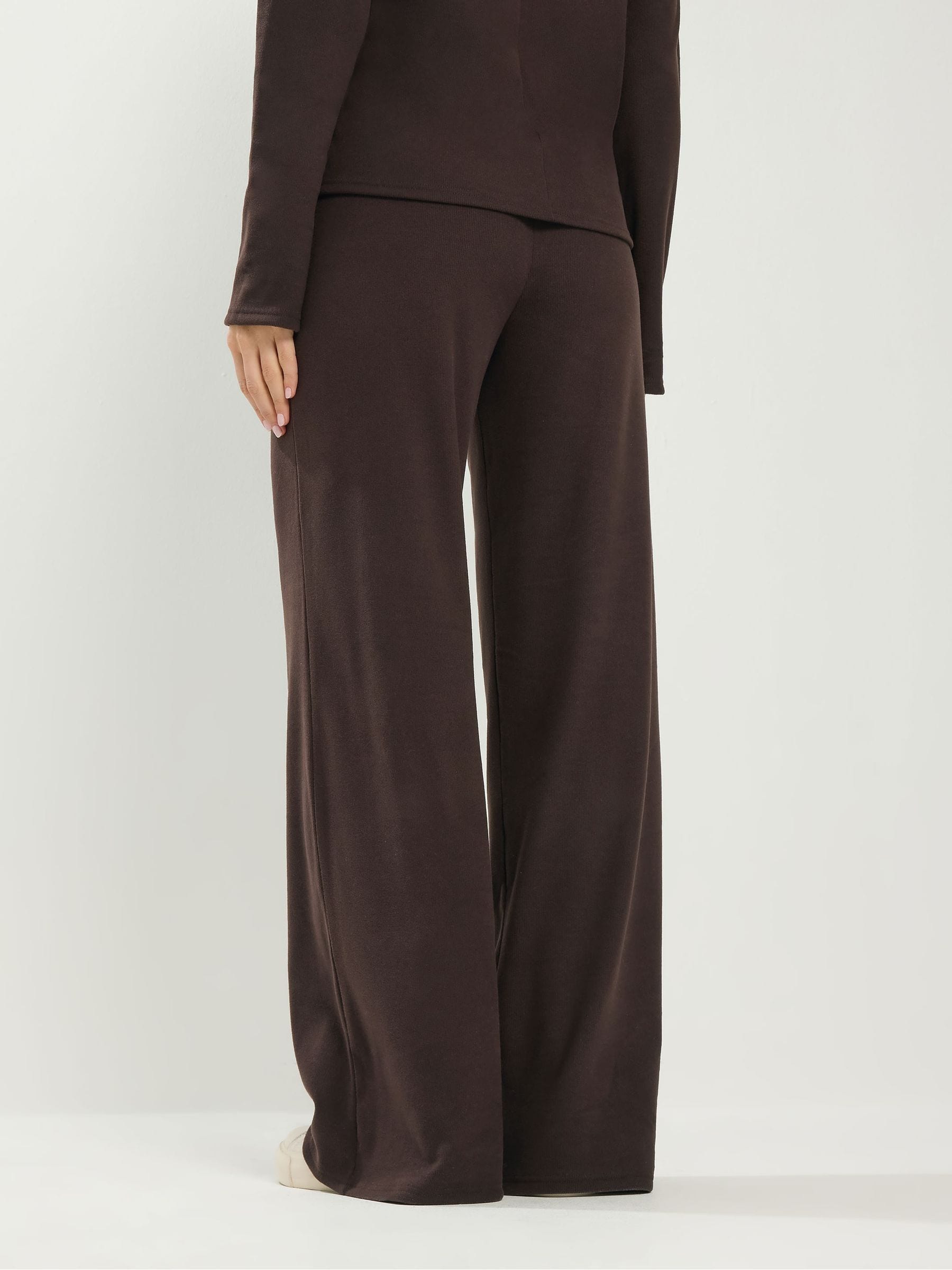 Buy Long Tall Sally Brown Brushed Ribbed Wide Leg Co-ord Trousers