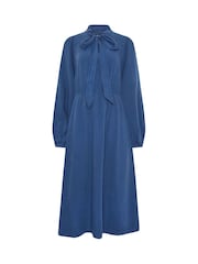 Long Tall Sally Blue Tie Neck Acid Wash Midi Dress - Image 2 of 2