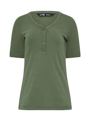 Long Tall Sally Green Short Sleeve Ribbed Henley T-Shirt - Image 5 of 5