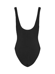 Long Tall Sally Black Textured Scoop Neck Swimsuit - Image 6 of 6